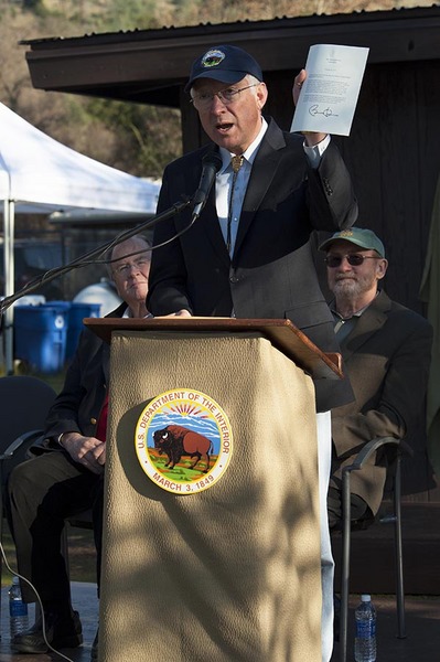 Secretary of the Interior, Ken Salazar, Pinnacles National Park dedication, February 11, 2013
