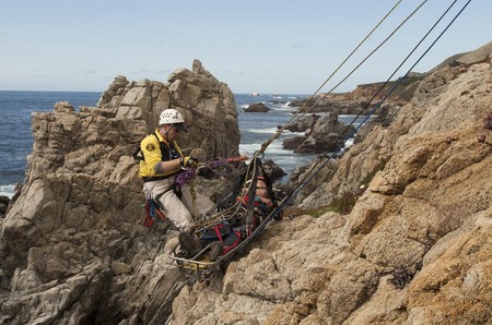 Cliff rescue practice, Monterey County Sheriff Department