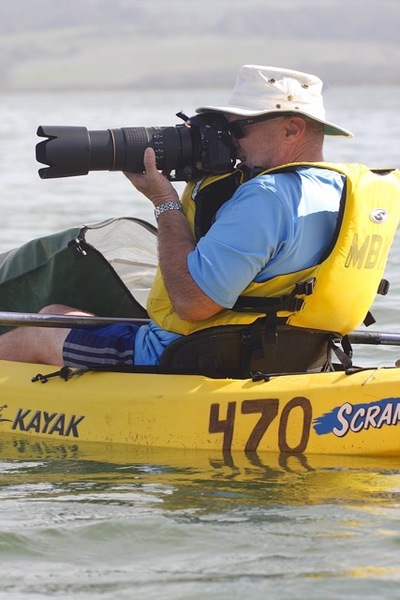 Photographing sea otters in Elkhorn Slough, Moss Landing