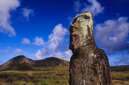 Moai & volcano, Easter Island